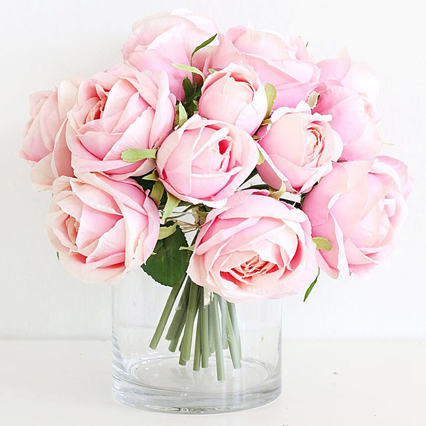 Artificial Pink Roses Vase