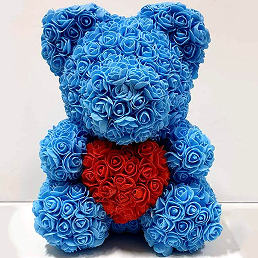 Artificial Blue and Red Roses Teddy