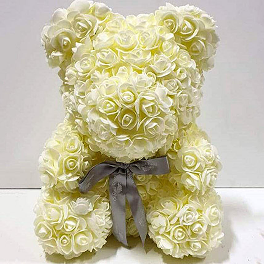 Artificial Milky White Roses Teddy