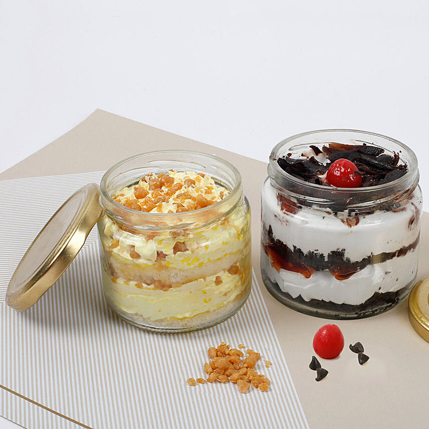 Butterscotch and Black Forest Jar Cakes
