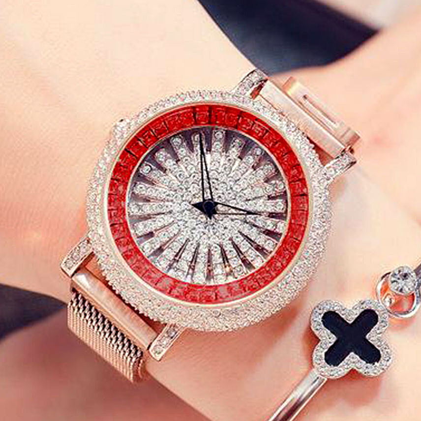 Korean Diamond Star Rose Gold Watch