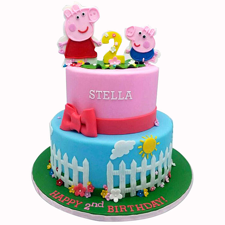 2 Layered Peppa Pig Truffle Cake