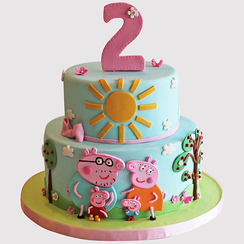 2 Tier Peppa Pig Themed Vanilla Cake