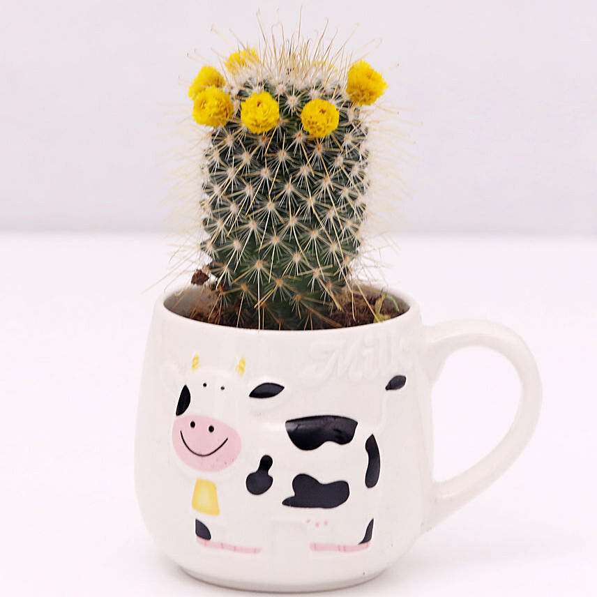 Cactus Plant in Cow Design Mug