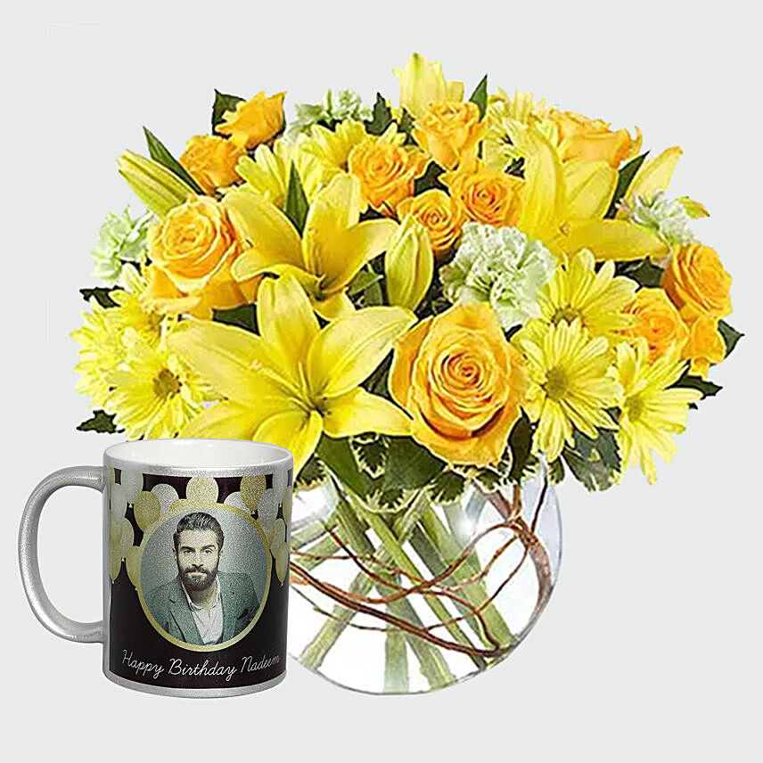 Floral Arrangement and Personalised Mug