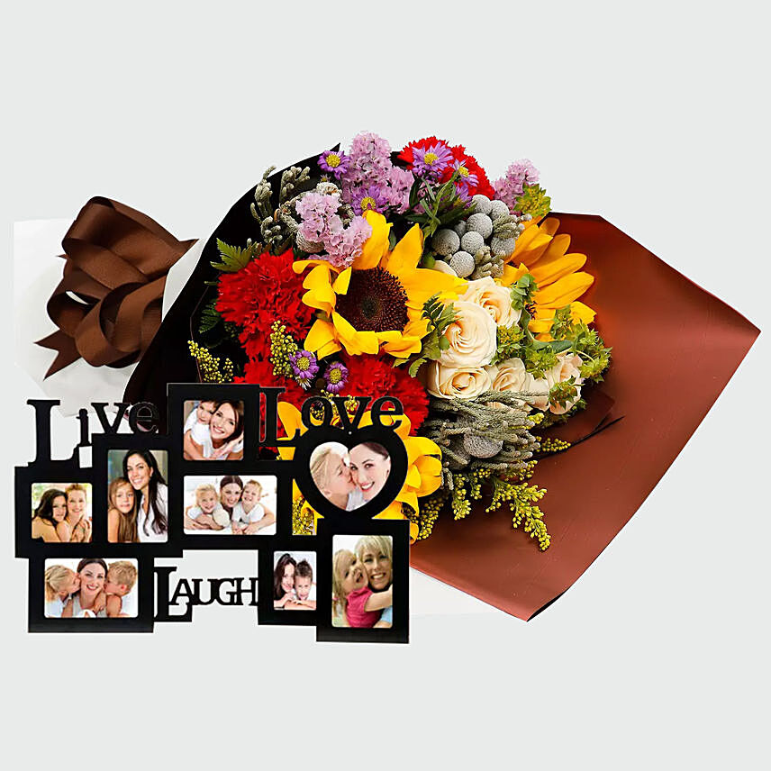 Flower Bouquet and Personalised Frame
