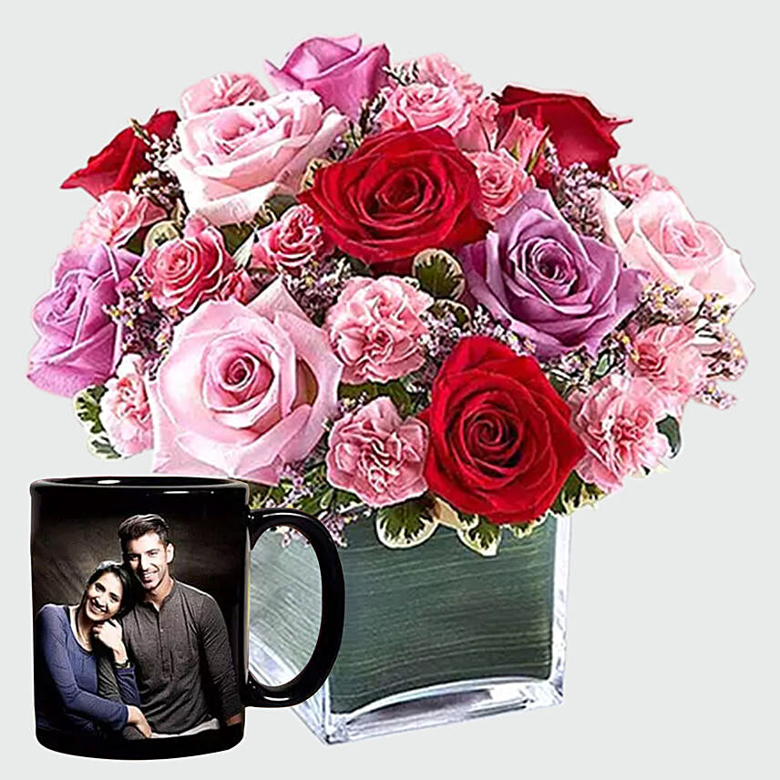 Roses Arrangement and Personalised Mug