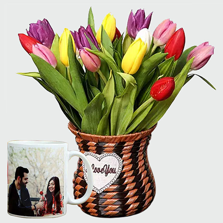 Tulips and Personalised Mug Combo
