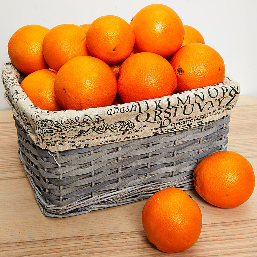 Wooden Basket Of Oranges- 5 kgs