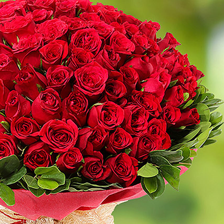 Online 100 Red Rose Bouquet Gift Delivery in UAE - FNP