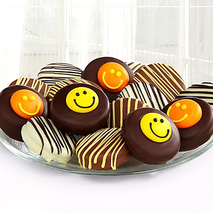 Chocolate Dipped Smiley Oreo Cookies