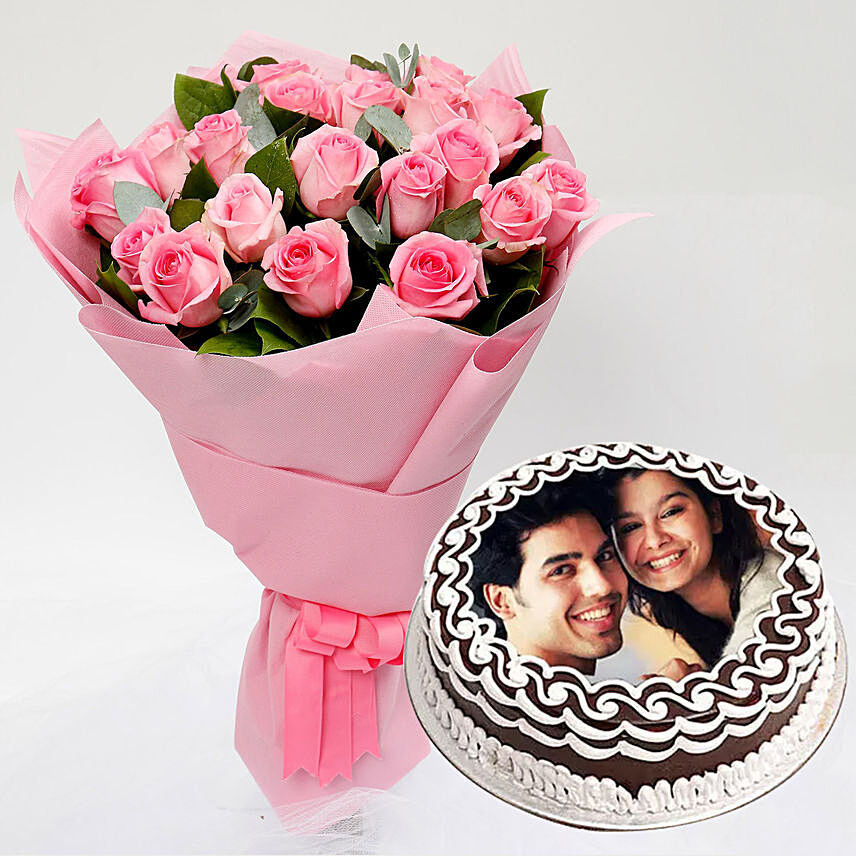 Pink Roses & Chocolate Cake