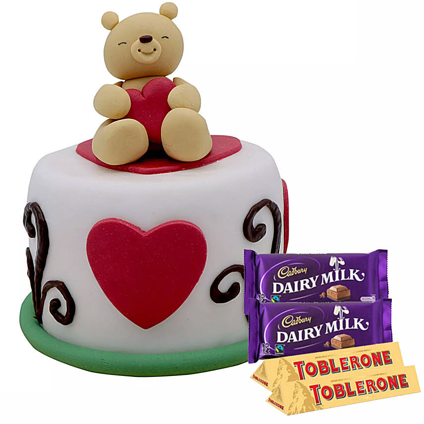 Valentines Teddy Cake with Chocolates