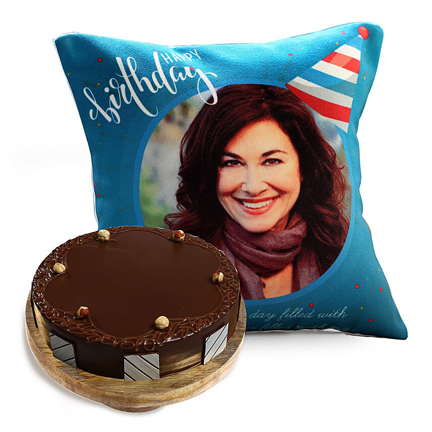 Birthday Cushion with Choco Hazelnut Cake combo