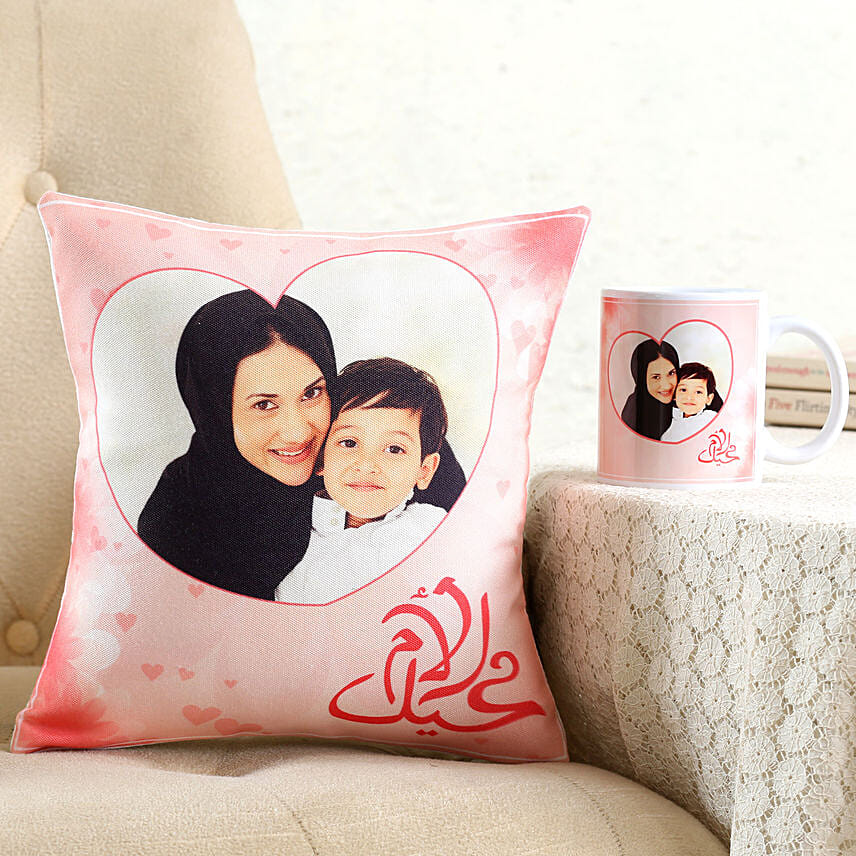 Personalised Hearty Cushion n Mug For Mom