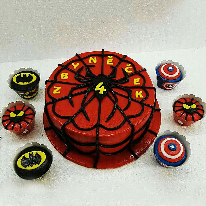 Spiderman Chocolate Cake and Cup Cakes