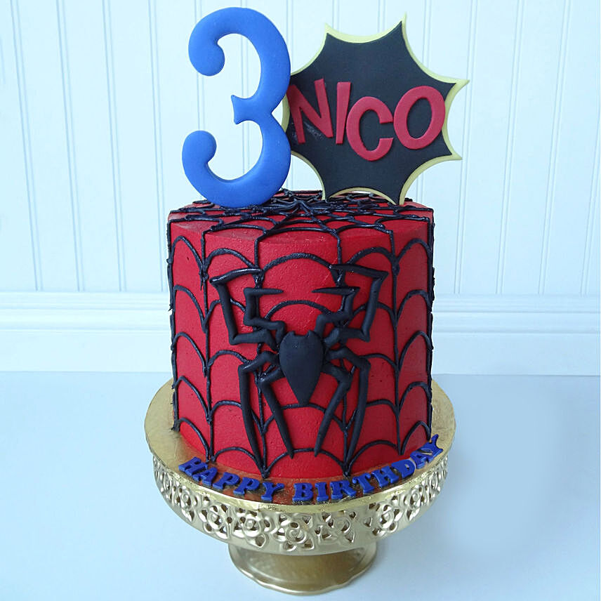 Spiderman Themed Red Velvet Cake