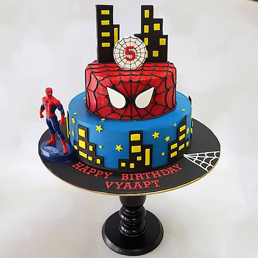 2 Tier Red Velvet Spiderman Cake