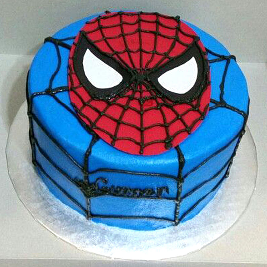 Blue and Red Chocolate Spiderman Cake