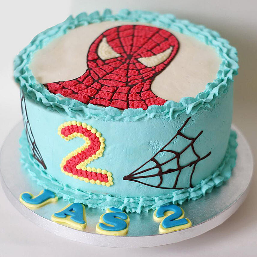 Light Blue Chocolate Spiderman Cake