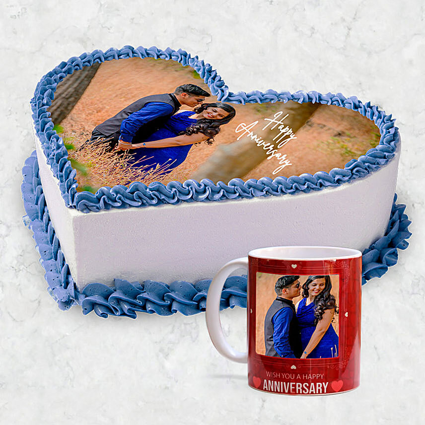 Happy Anniversary Personalised Mug And Cake