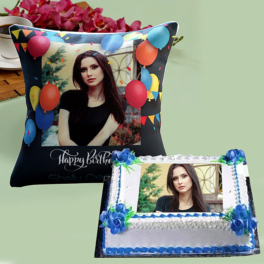Personalised Birthday Cushion And Cake Combo