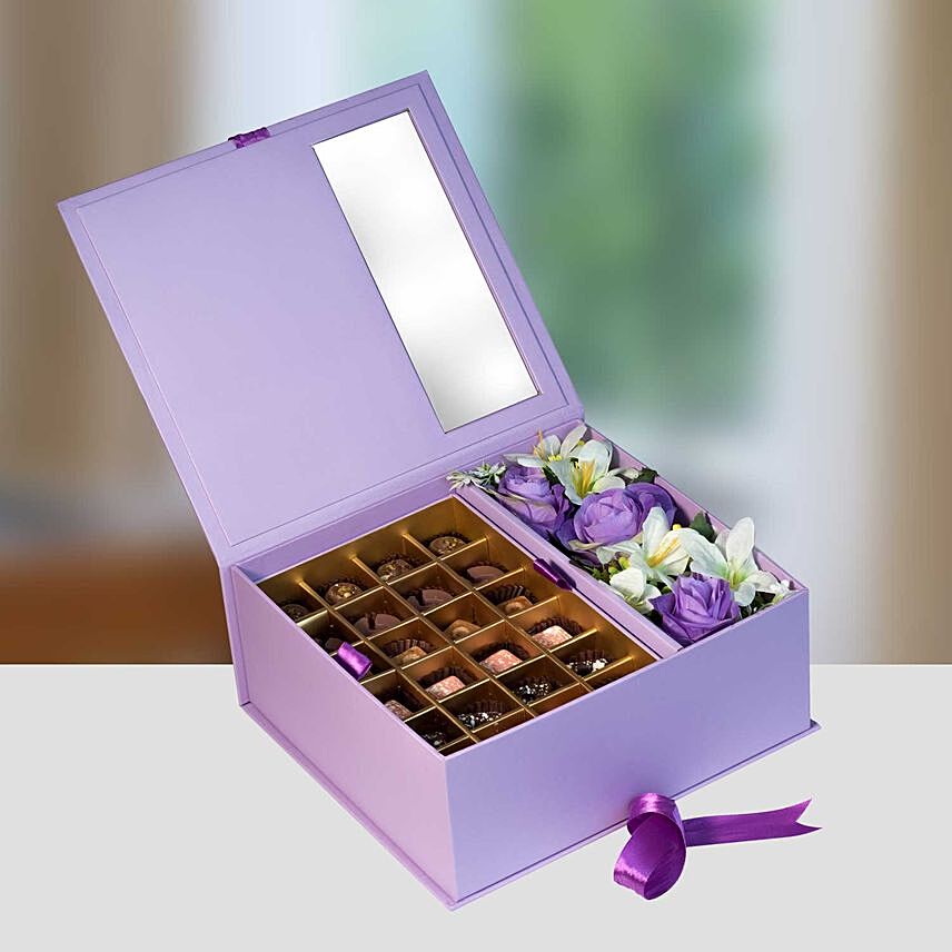 Sweet Purple Box Of Mixed Chocolates