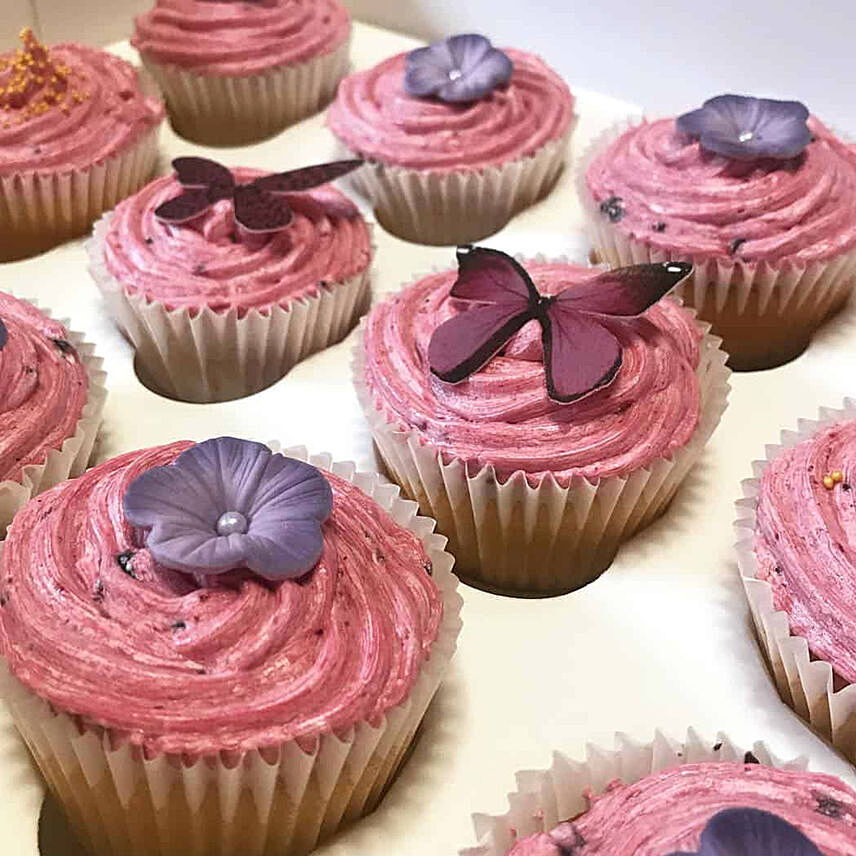 Pink Splash Vanilla Cupcakes 6 Pcs