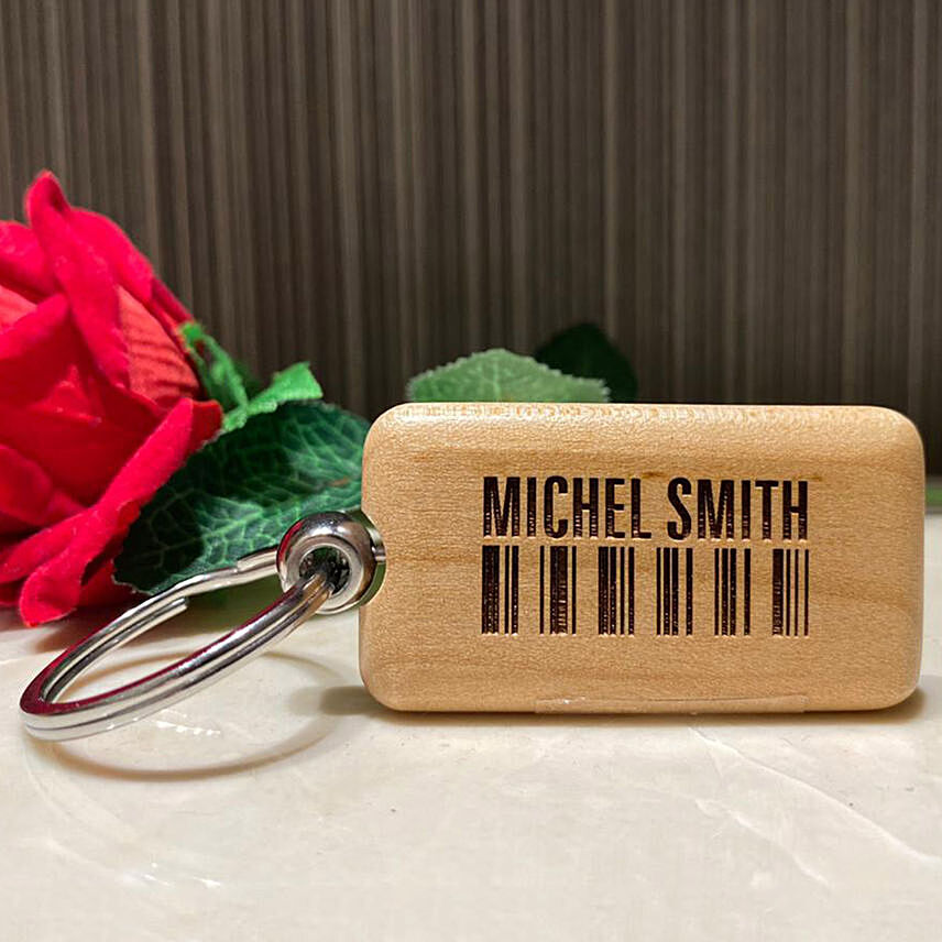 Wooden Keychain Personalised With Name