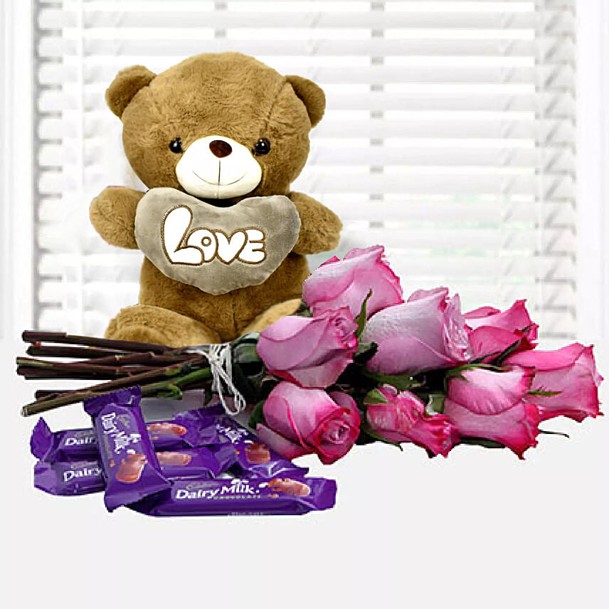 propose day flowers and teddy