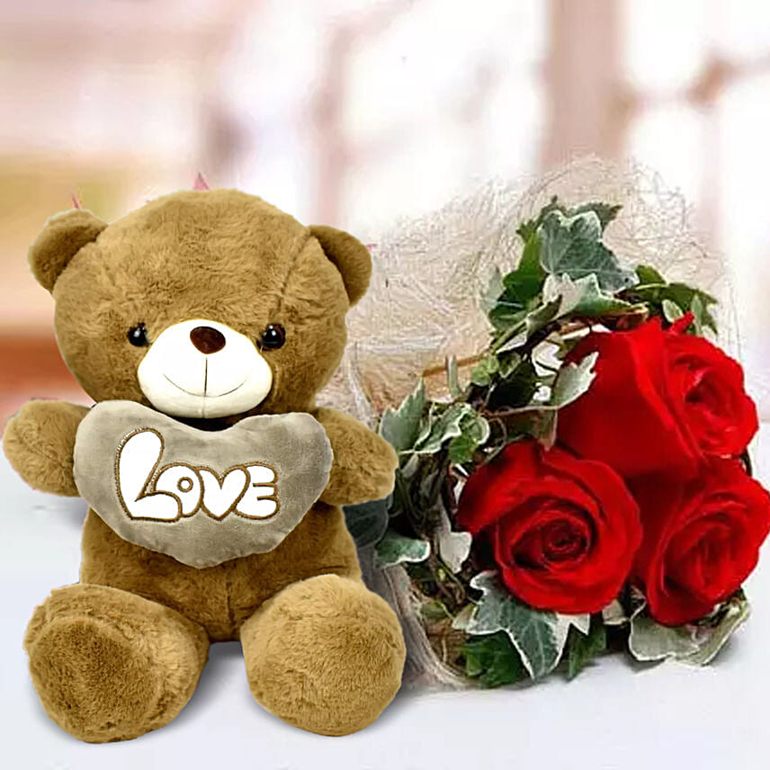 Teddy day flowers and teddy