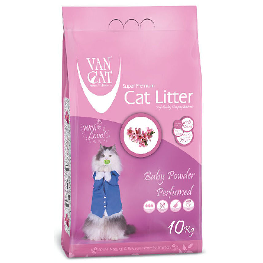 Van Cat White Clumping Bentonite Cat Litter Baby Powder 10Kg