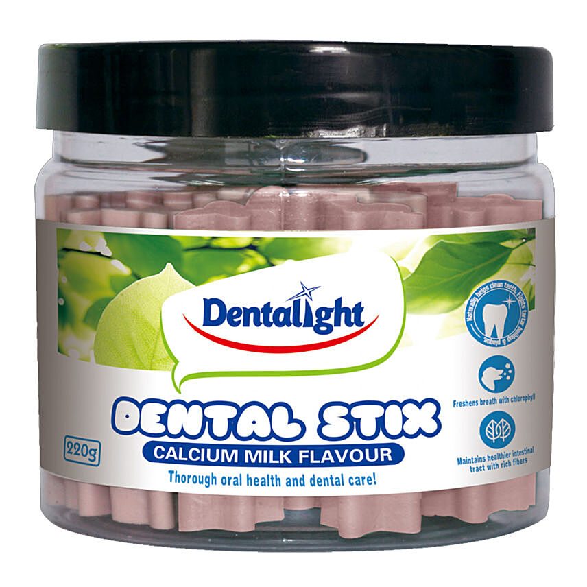 Dentalight 2.5 inches Dental Stix Calcium Milk Flavour 220G