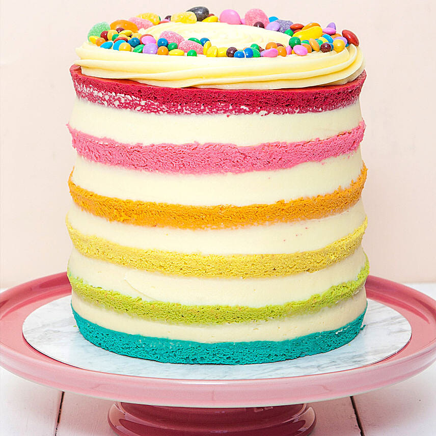 Buttercream Vanilla Rainbow Cake