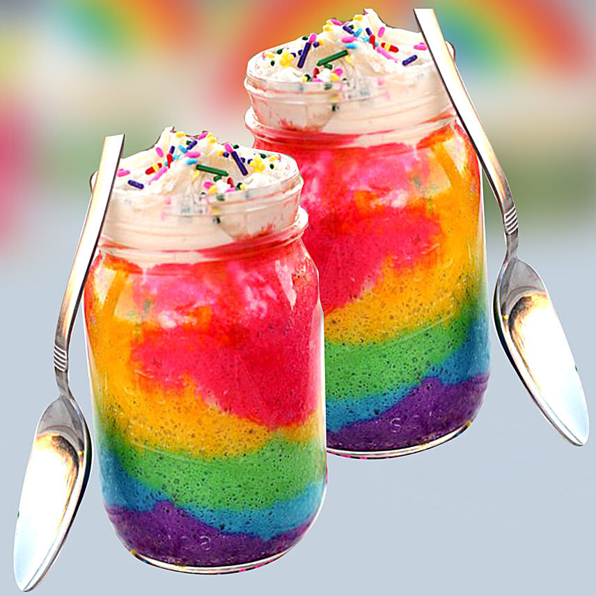 Delicious Vanilla Rainbow Jar Cake