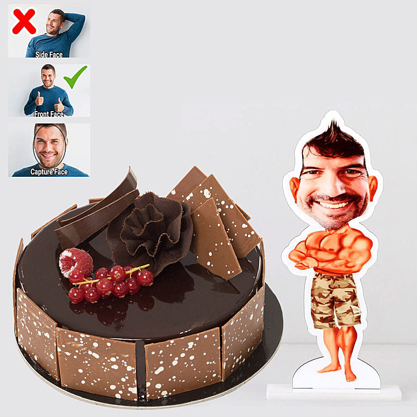 Personalised Bodybuilder Caricature with Fudge Cake