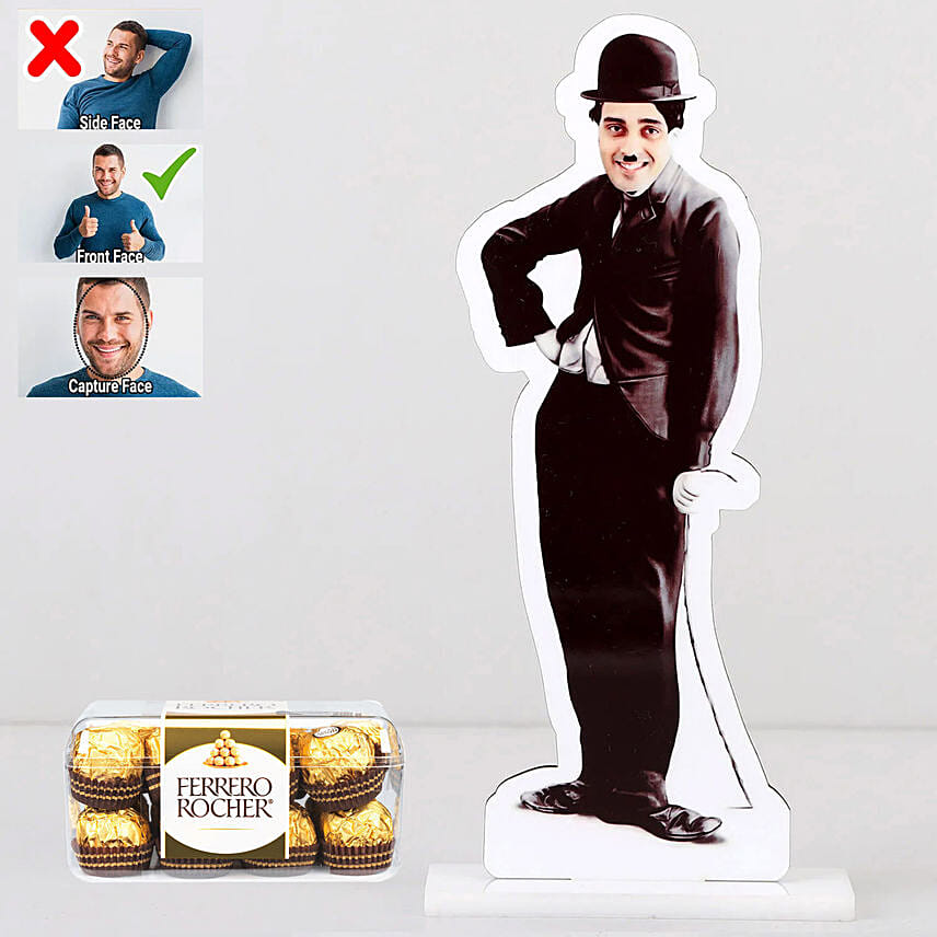 Personalised Caricature Charlie Chaplin with Ferrero Rocher