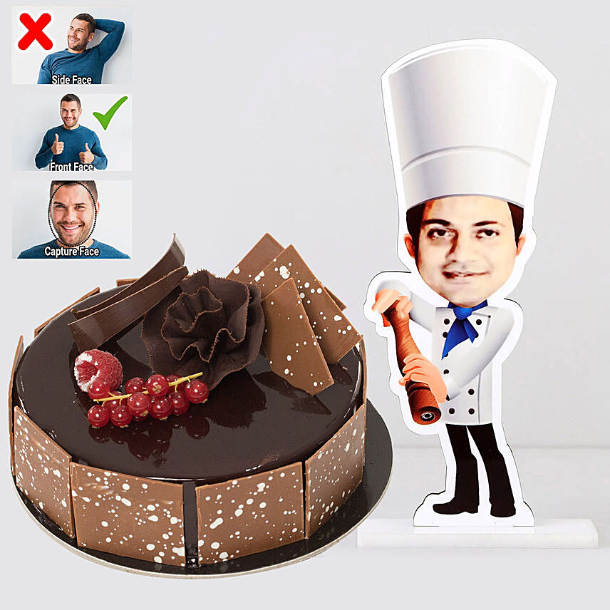 Personalised Caricature Chef with Fudge Cake