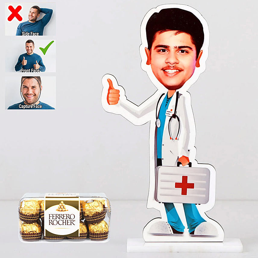 Personalised Caricature Male Doctor with Chocolates