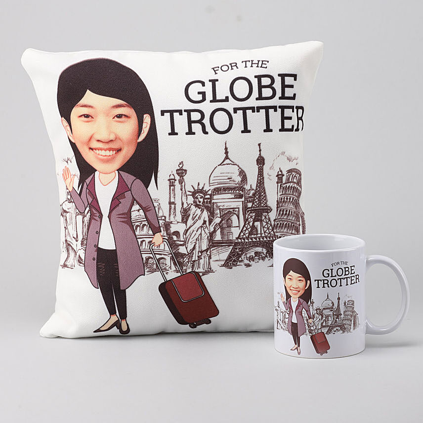 Globe Totter Personalised Cushion and Mugs