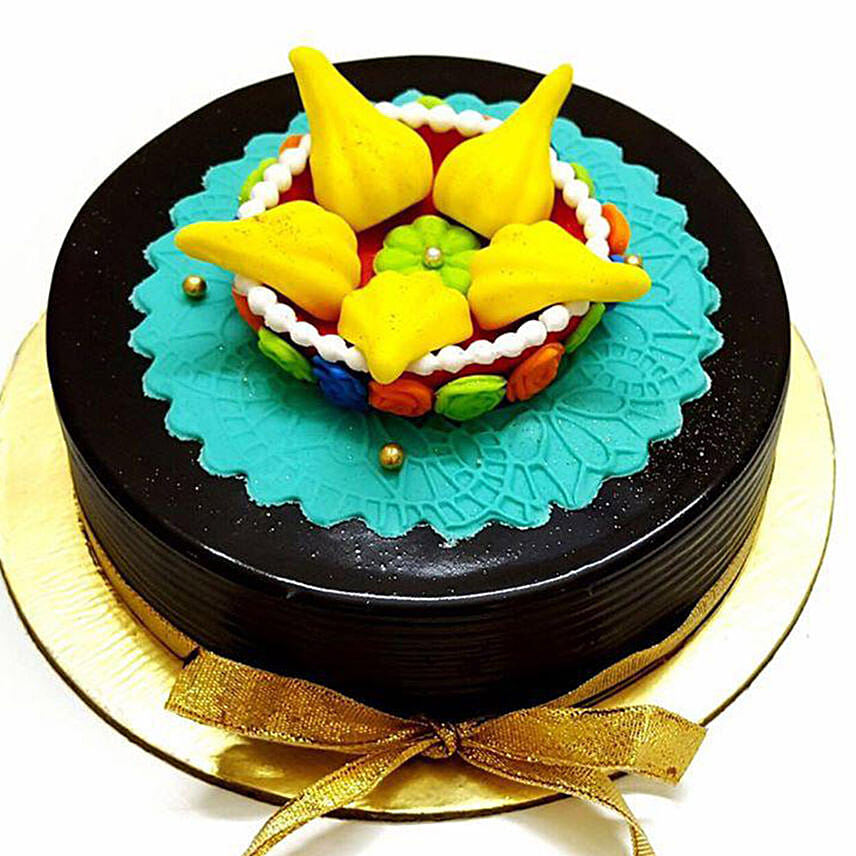 Modak Decoration Chocolate Cake - Eggless