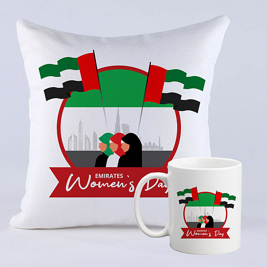 Emirates Flag Womens Day Cushion and Mug