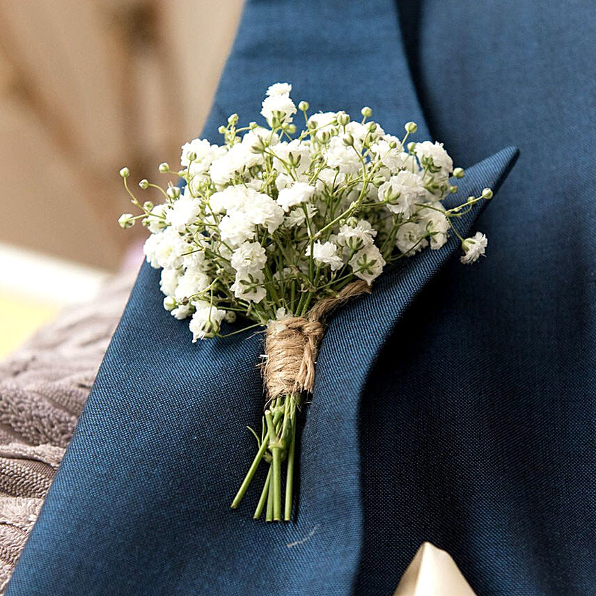 Elegant Gypsophila boutonniere