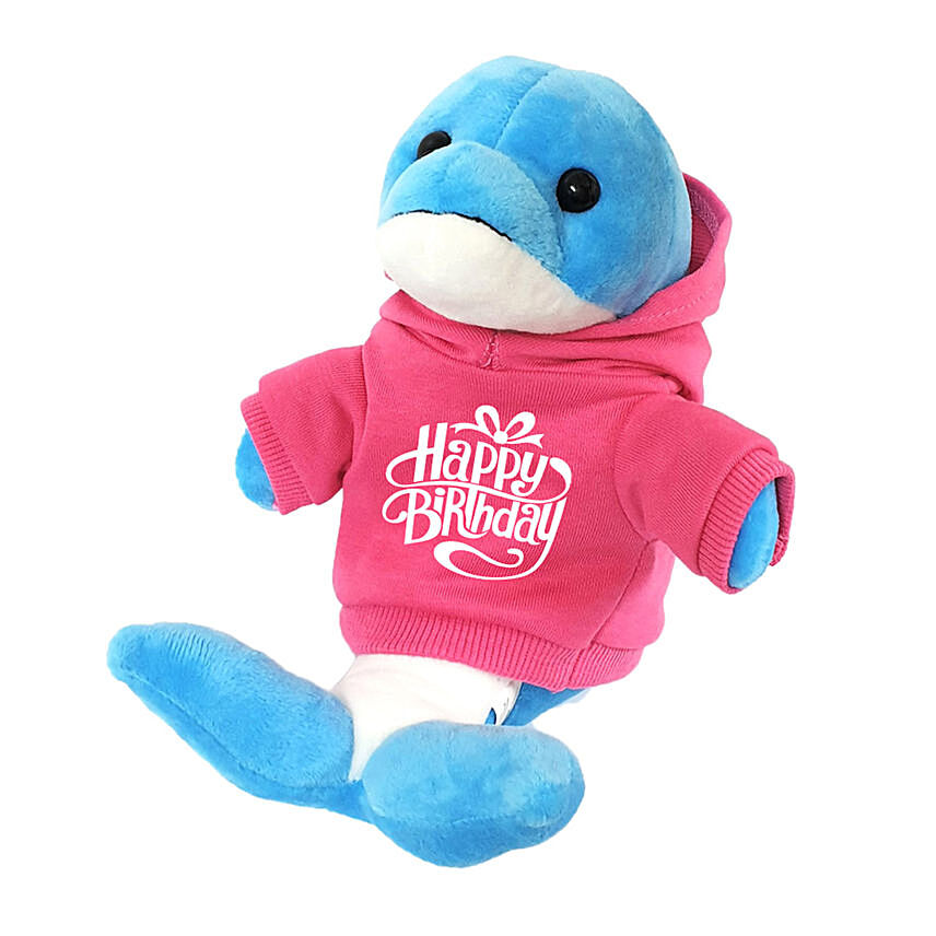Cuddly Dolphin In Pink Birthday Hoodie