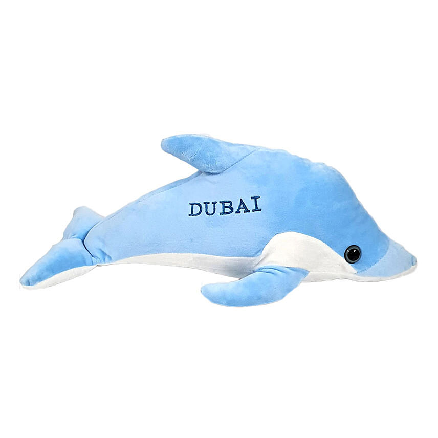 Large Blue Toy Dolphin With Dubai Embroidery