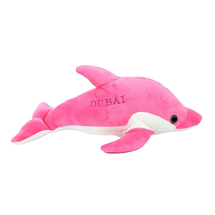 Large Pink Toy Dolphin With Dubai Embroidery