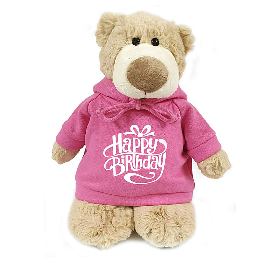 Super Soft Mascot Bear With Pink Birthday Hoodie
