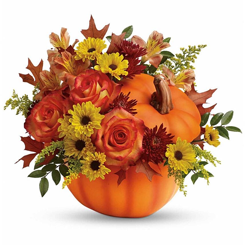 Floral Bliss Arrangment in Pumpkin