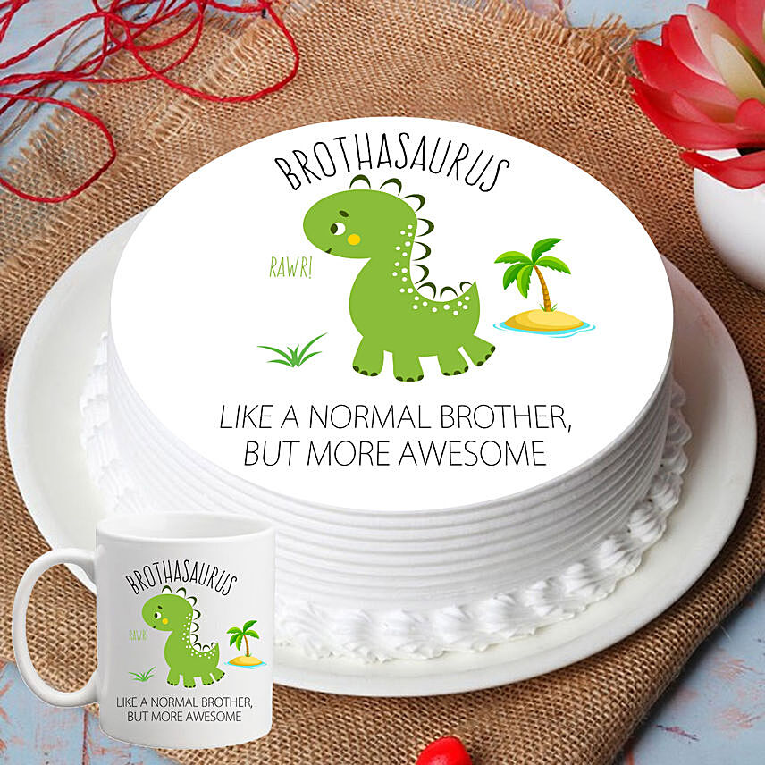 Funny Brothasaurus Cake 4 Portion & Mug Combo