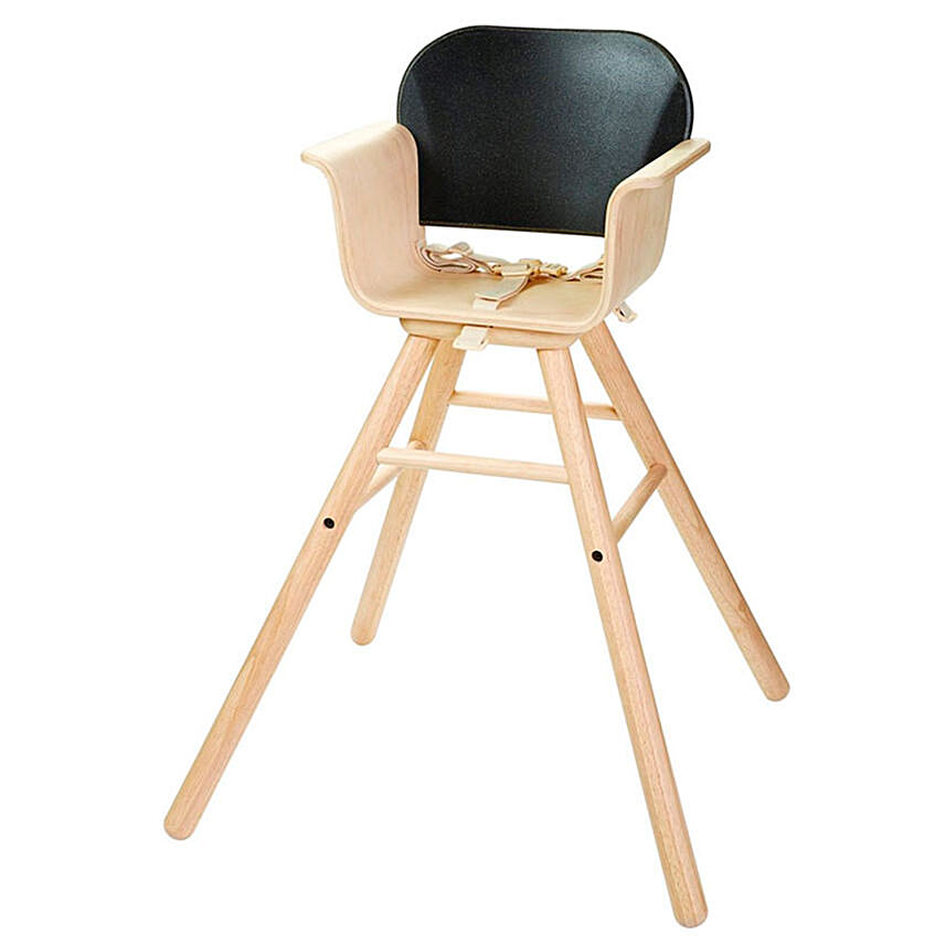 Adjustable Wooden High Chair Black